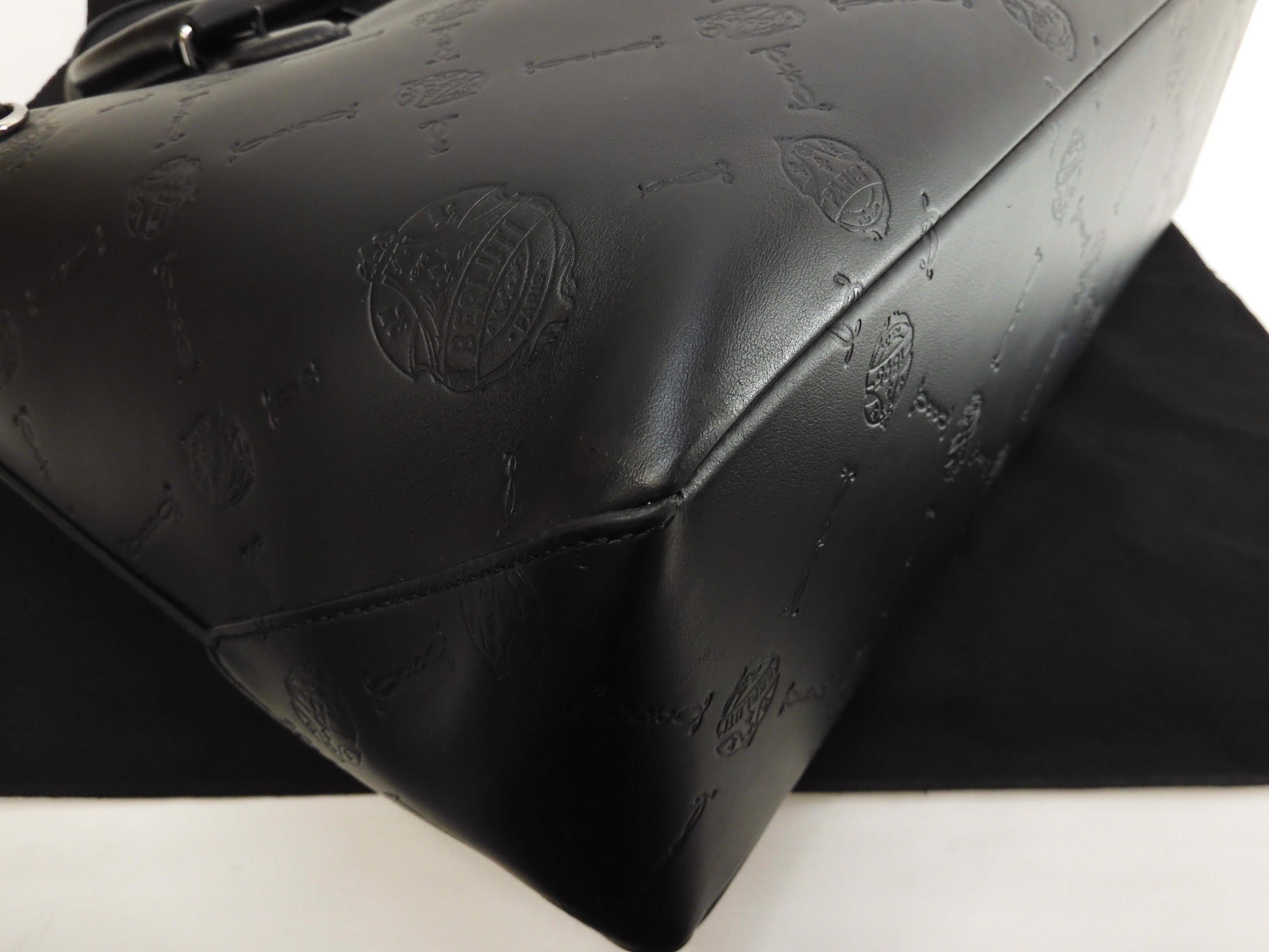 Berluti Toujours Chevron pelle nera uomo borsa tote borsa a mano@A0251