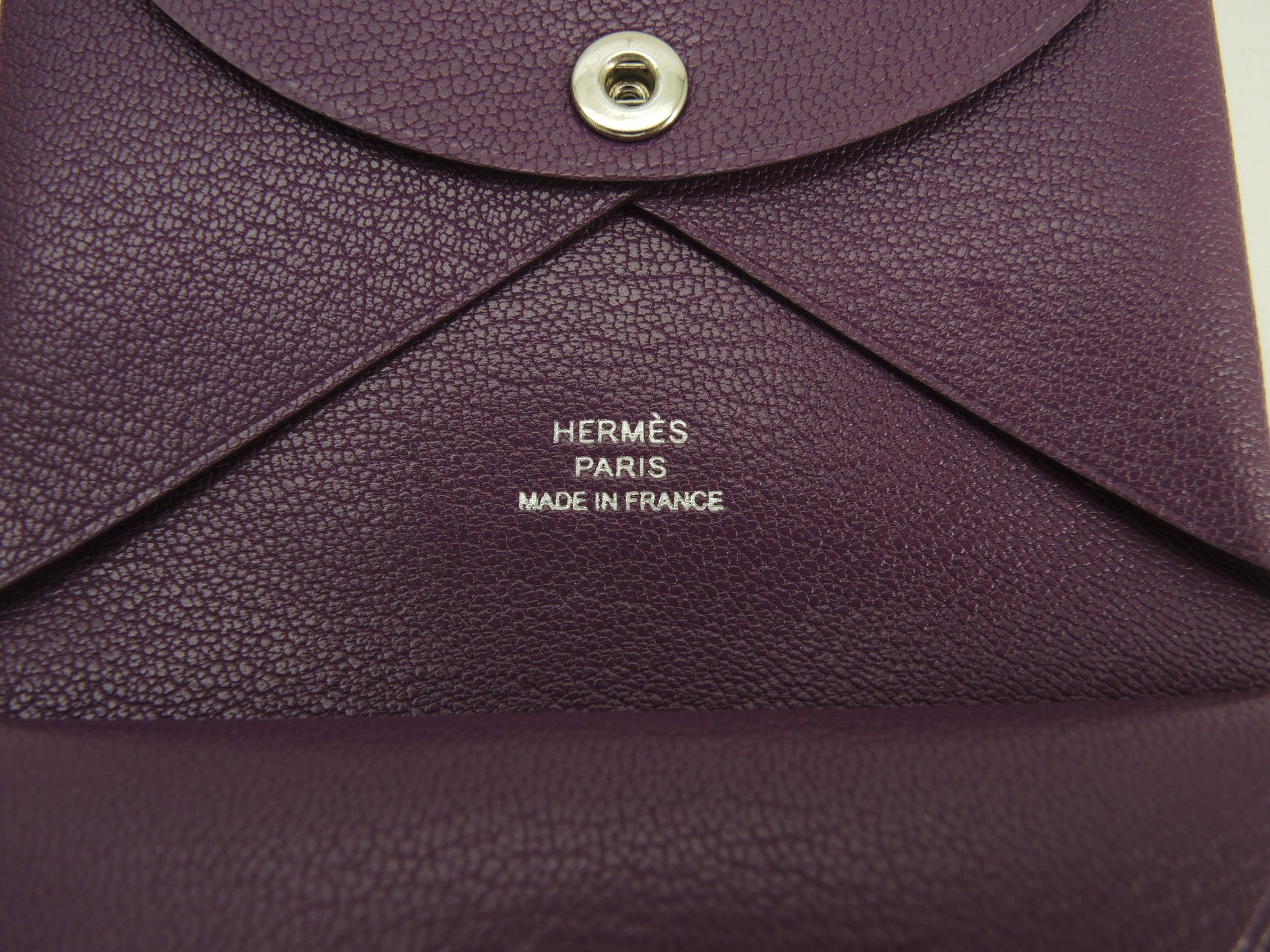 Hermès Calvi Duo Chevre Chamkira Cassis Portafoglio Piccolo Mini Ottime Condizioni@B