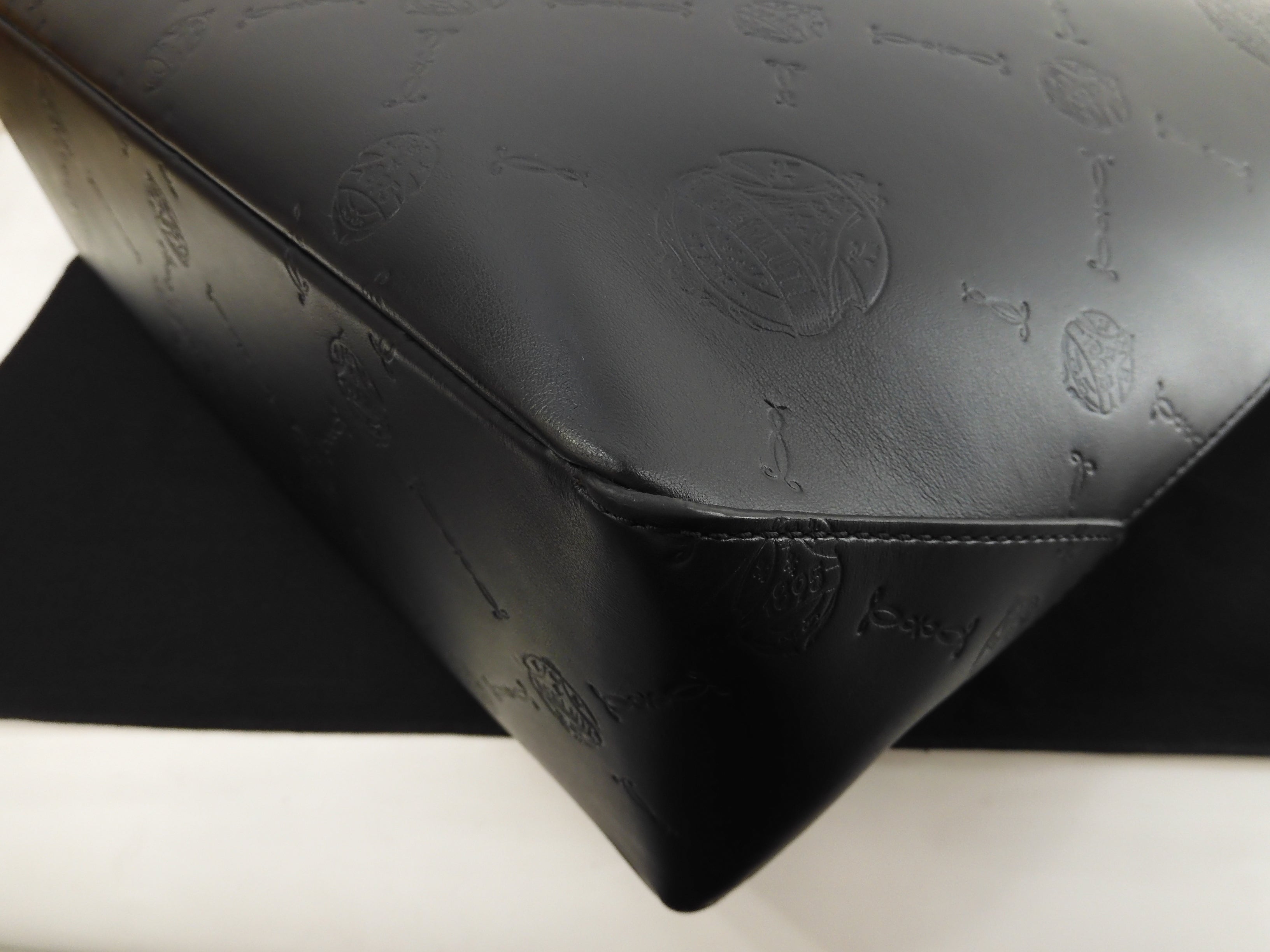 Berluti Toujours Chevron pelle nera uomo borsa tote borsa a mano@A0251