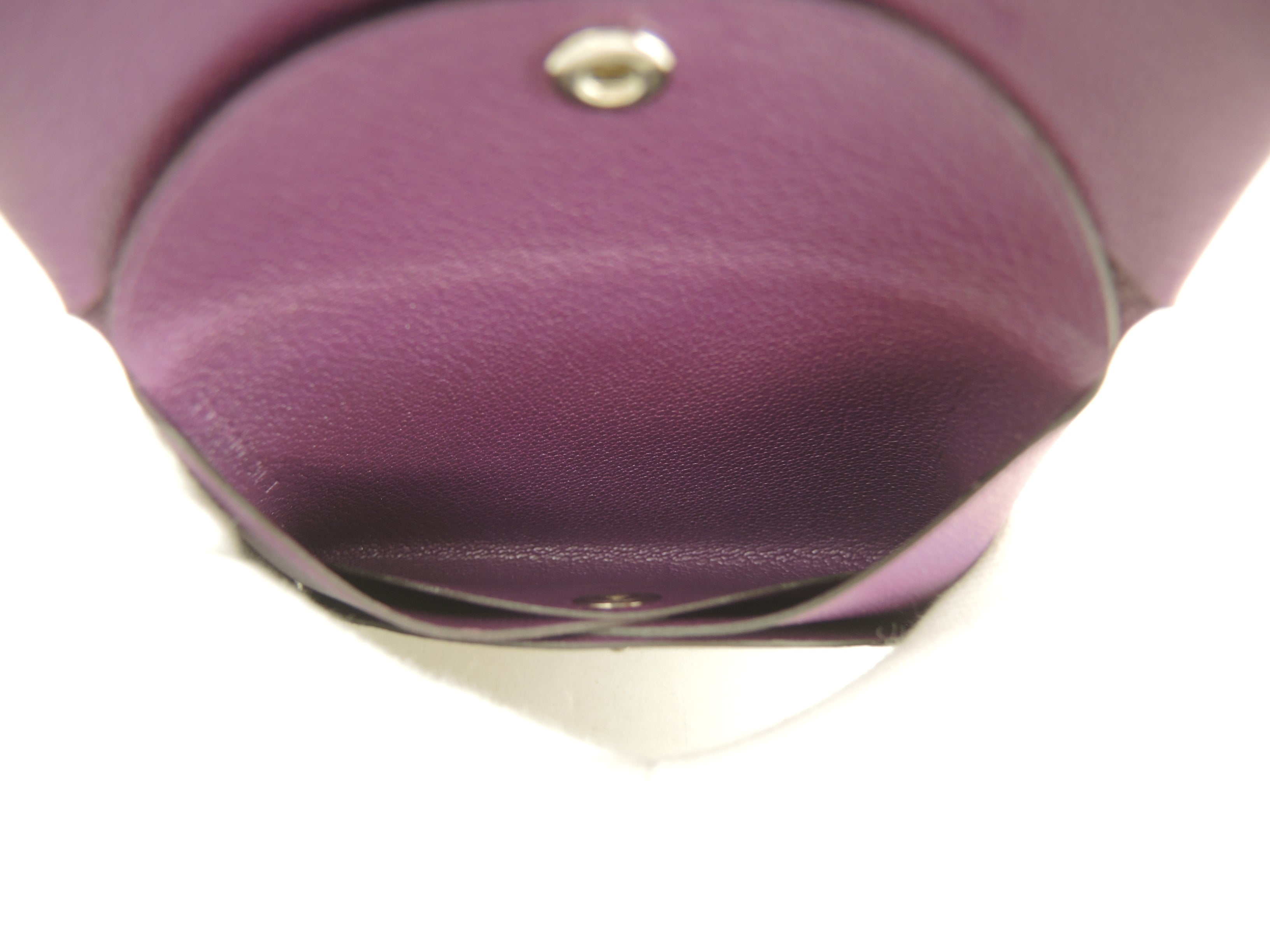 Hermès Calvi Duo Chevre Chamkira Cassis Portafoglio Piccolo Mini Ottime Condizioni@B