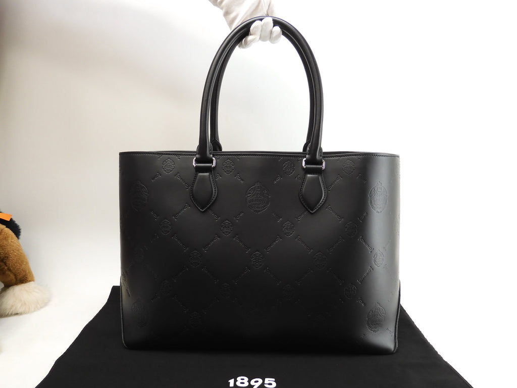 Berluti Toujours Chevron pelle nera uomo borsa tote borsa a mano@A0251