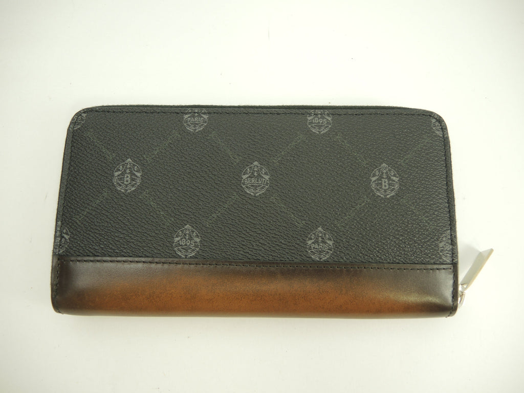 Berluti Portafoglio con cerniera Itauba Signature in pelle nera e marrone da uomo @F0250