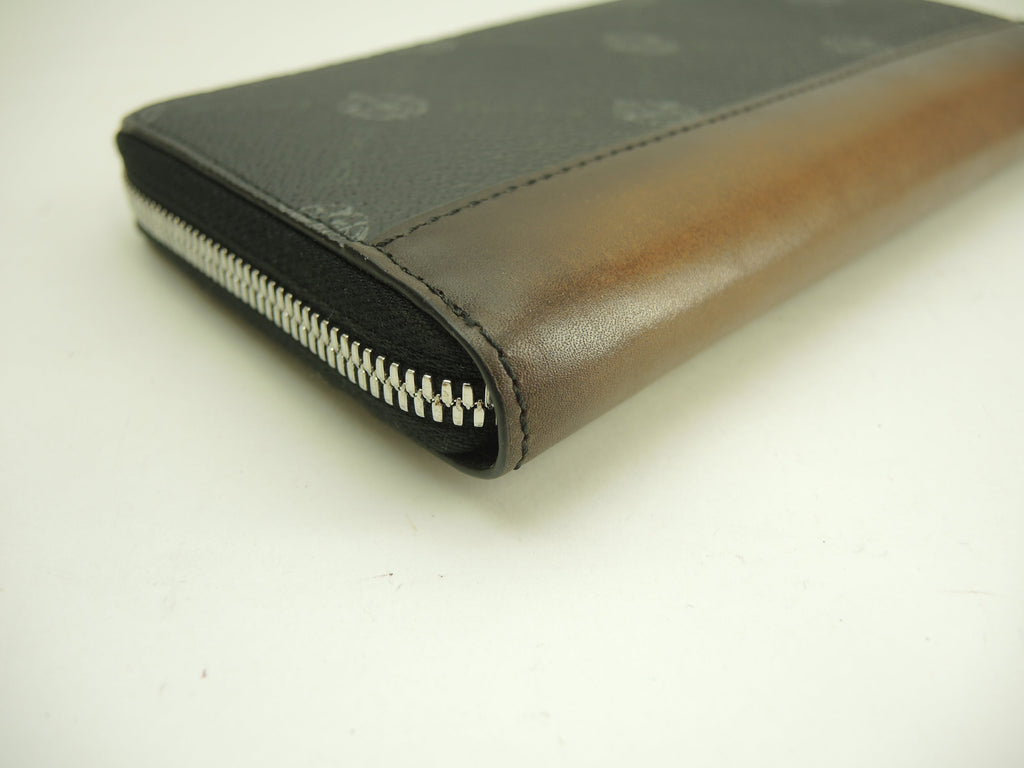 Berluti Portafoglio con cerniera Itauba Signature in pelle nera e marrone da uomo @F0250