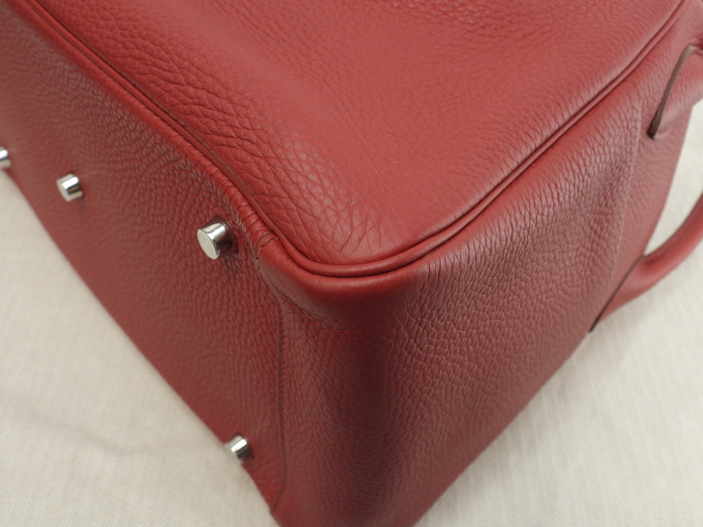Hermès Lindy 34 in Taurillon Clemence, rosso, borsa a mano e a tracolla @□Q 3