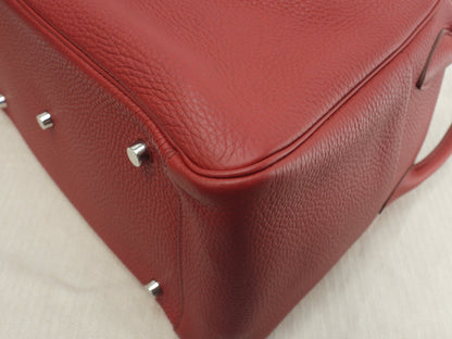 Hermès Lindy 34 in Taurillon Clemence, rosso, borsa a mano e a tracolla @□Q 3
