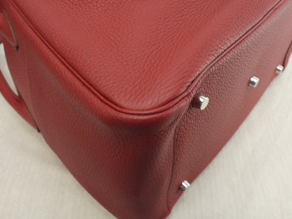 Hermès Lindy 34 in Taurillon Clemence, rosso, borsa a mano e a tracolla @□Q 3