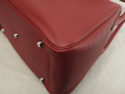 Hermès Lindy 34 in Taurillon Clemence, rosso, borsa a mano e a tracolla @□Q 3