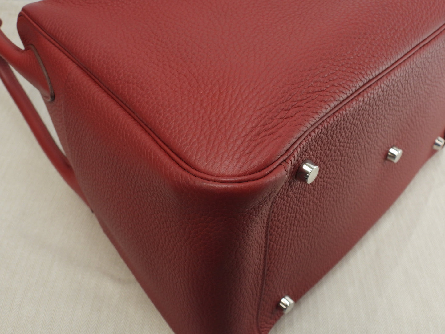 Hermès Lindy 34 in Taurillon Clemence, rosso, borsa a mano e a tracolla @□Q 3