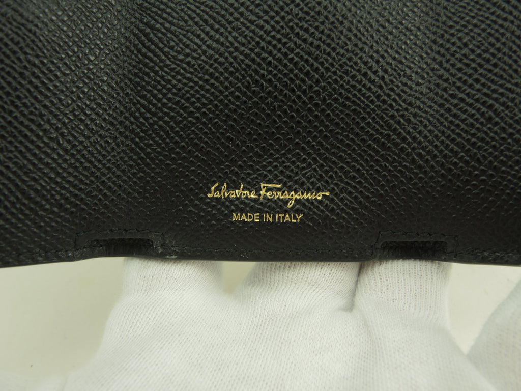 Ferragamo Portafoglio Mini Edizione Limitata Giappone Vara Bow in Pelle Nera Portafoglio a 3 ante Inutilizzato@JL-22D951