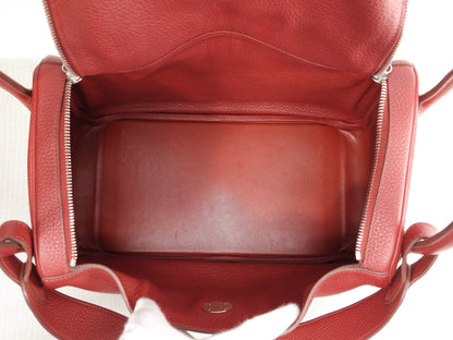 Hermès Lindy 34 in Taurillon Clemence, rosso, borsa a mano e a tracolla @□Q 3
