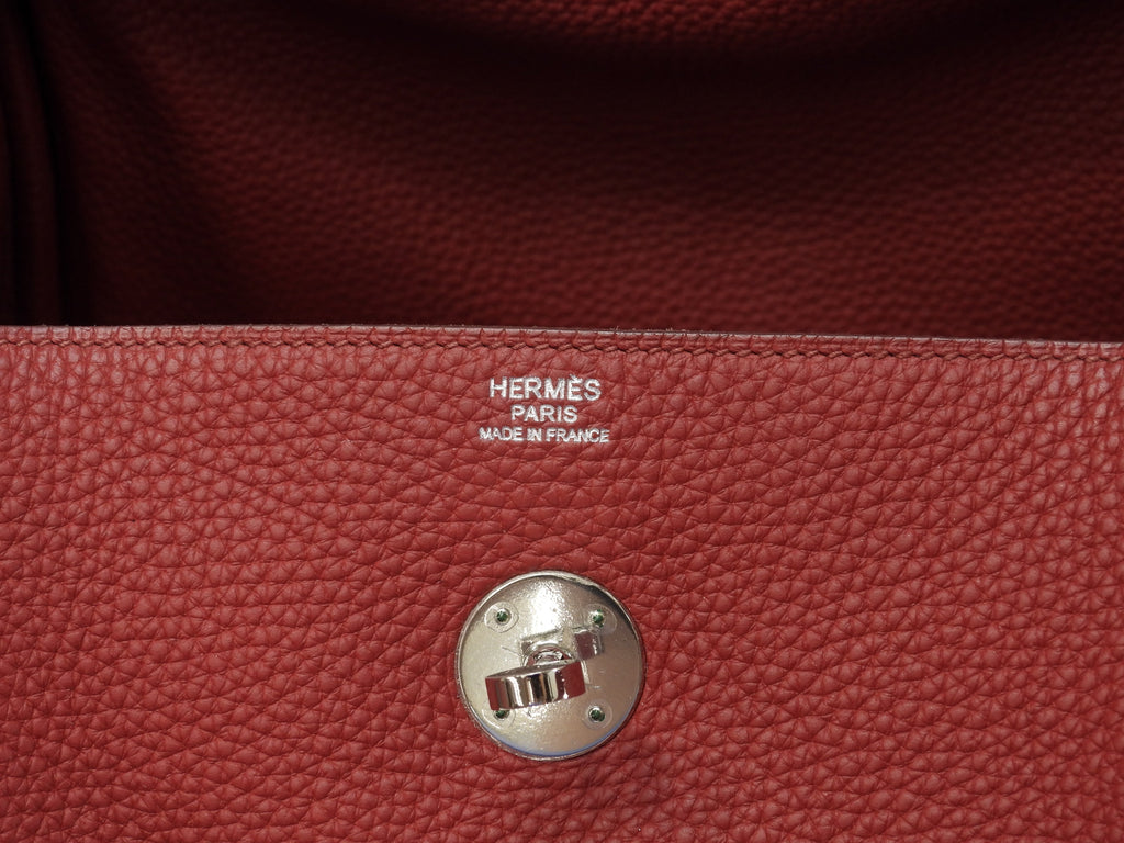 Hermès Lindy 34 in Taurillon Clemence, rosso, borsa a mano e a tracolla @□Q 3
