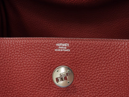 Hermès Lindy 34 in Taurillon Clemence, rosso, borsa a mano e a tracolla @□Q 3