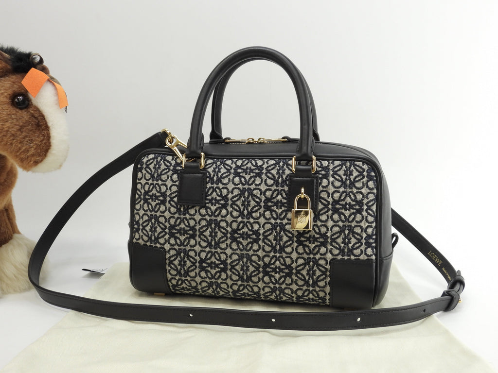 Loewe Amazona 23 Jacquard/Pelle grigio-blu Pochette con mini borsa a mano con tracolla (come nuova) @262147