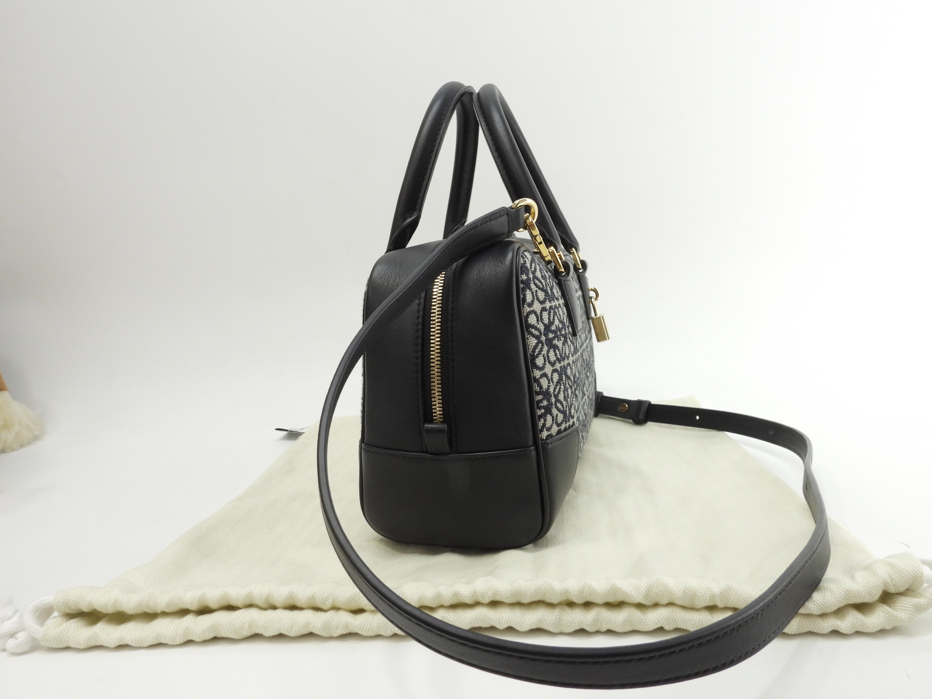 Loewe Amazona 23 Jacquard/Pelle grigio-blu Pochette con mini borsa a mano con tracolla (come nuova) @262147