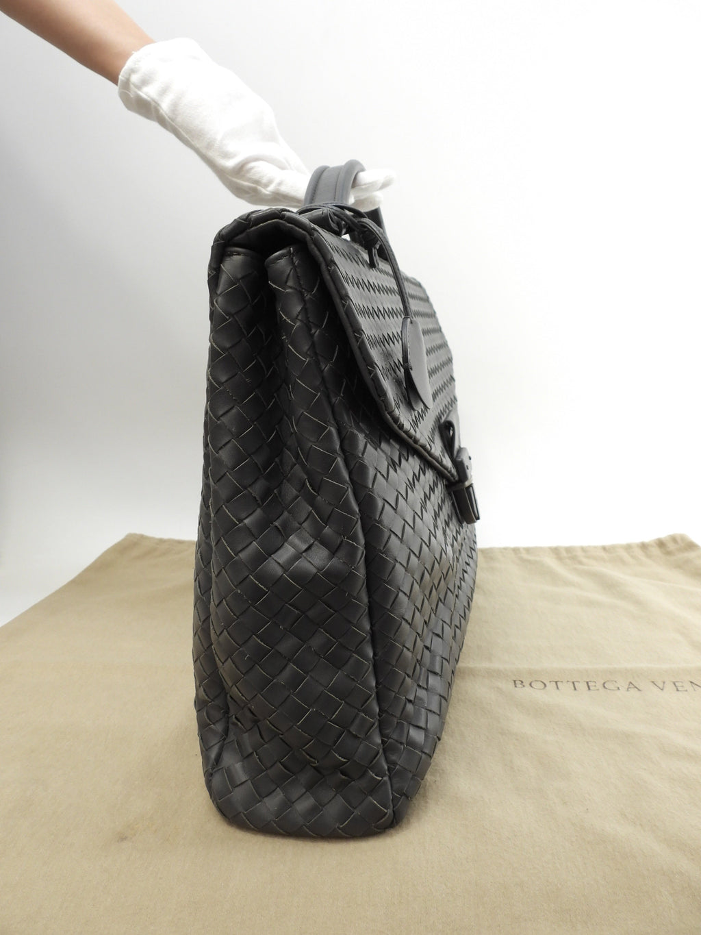 Bottega Veneta ventiquattrore Intrecciato in pelle grigia, cartella, ottime condizioni @B02225646Z