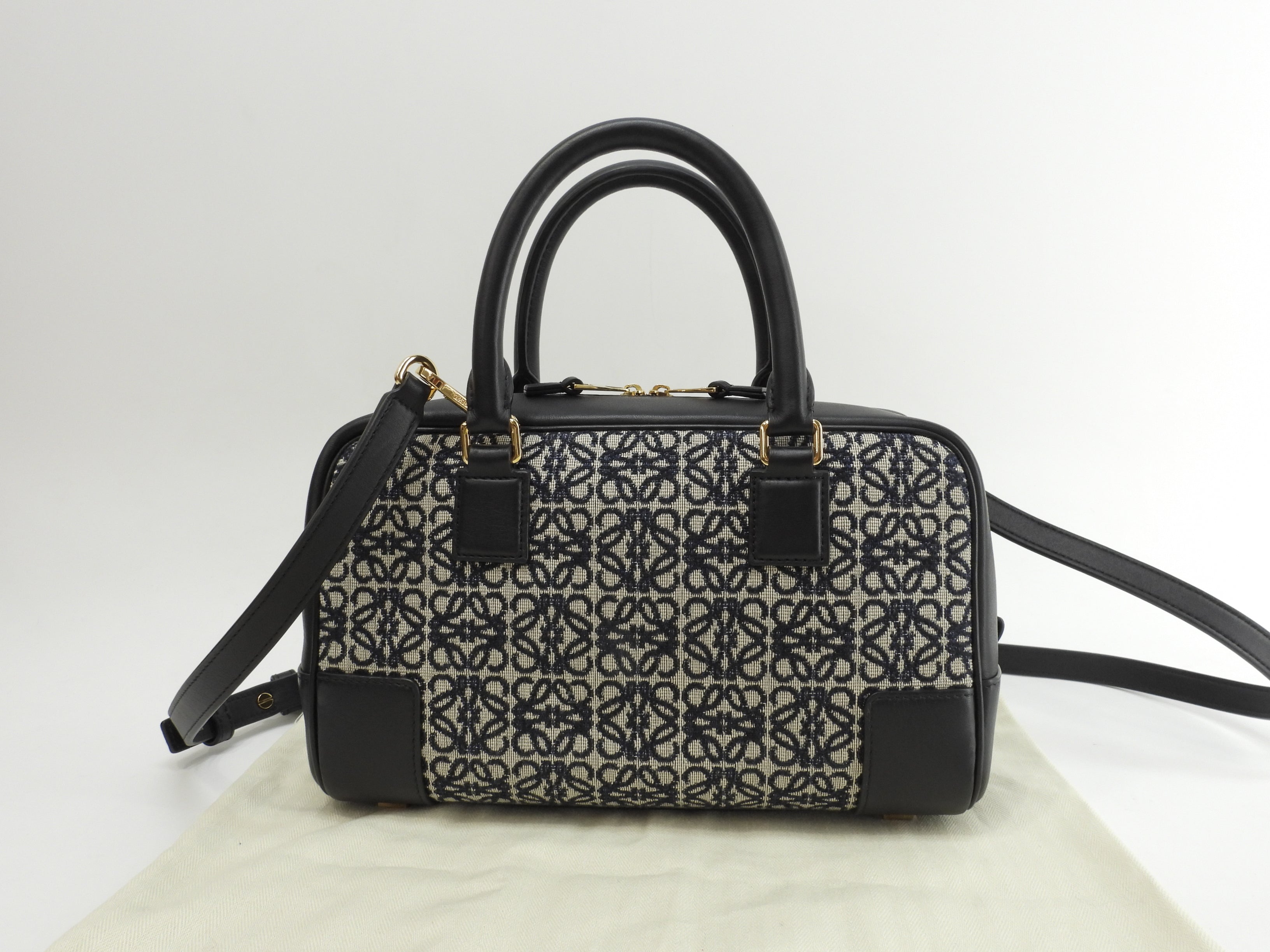 Loewe Amazona 23 Jacquard/Pelle grigio-blu Pochette con mini borsa a mano con tracolla (come nuova) @262147