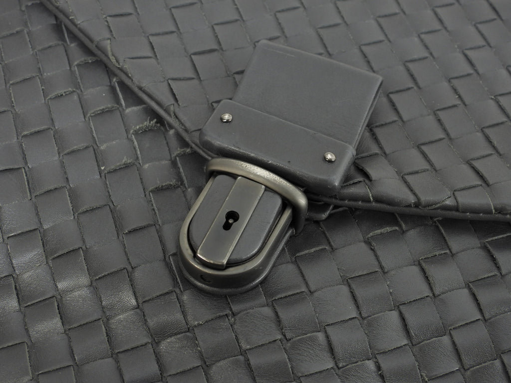 Bottega Veneta ventiquattrore Intrecciato in pelle grigia, cartella, ottime condizioni @B02225646Z