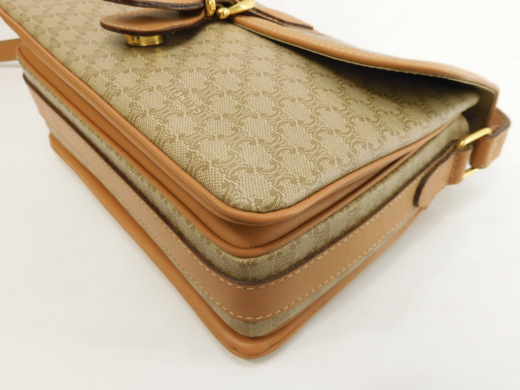 Celine Pochette Macadam Triomphe/Borsa a tracolla beige-marrone a tracolla @M15/2