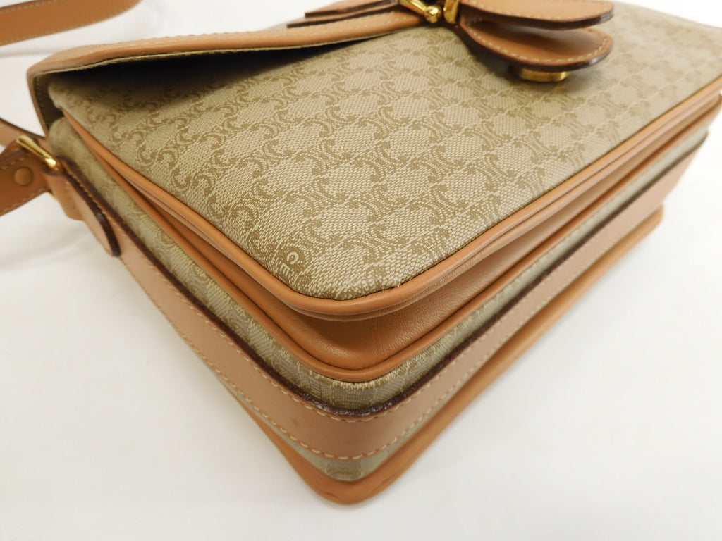 Celine Pochette Macadam Triomphe/Borsa a tracolla beige-marrone a tracolla @M15/2