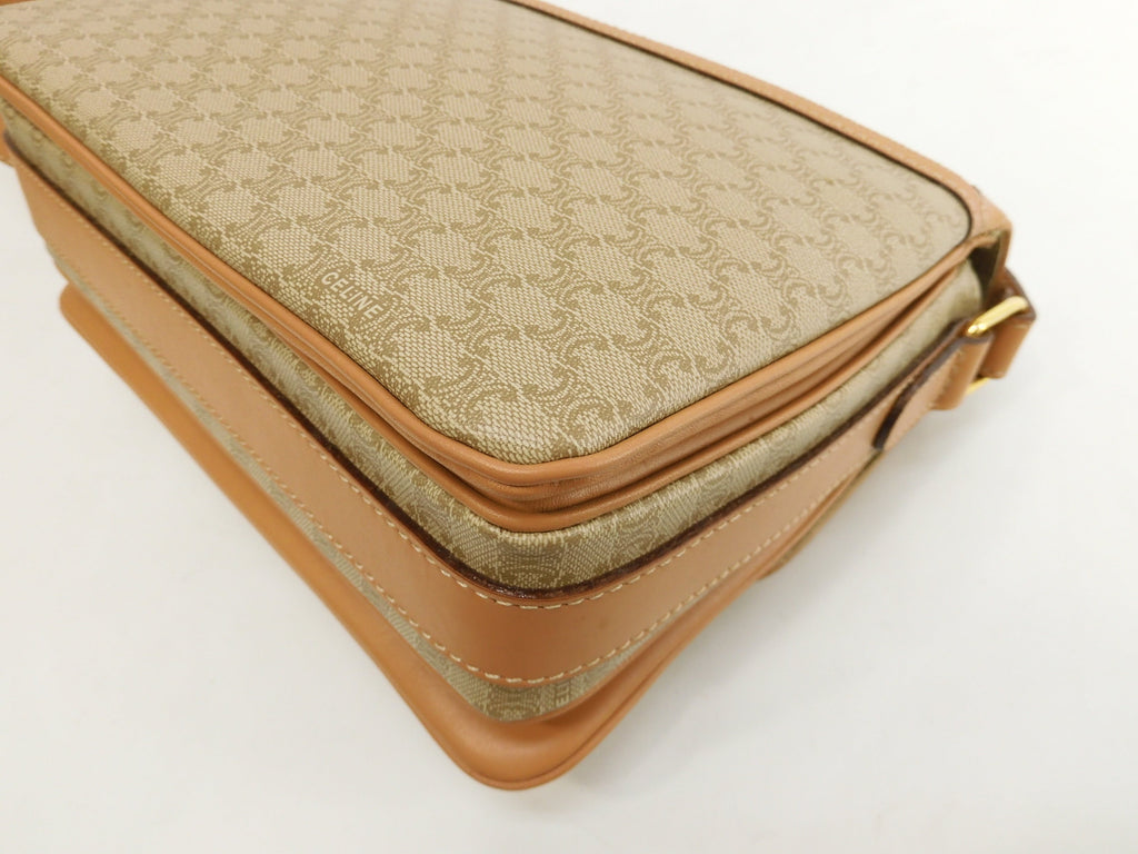 Celine Pochette Macadam Triomphe/Borsa a tracolla beige-marrone a tracolla @M15/2