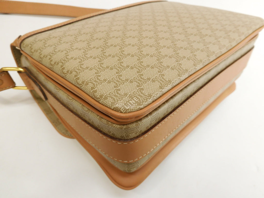 Celine Pochette Macadam Triomphe/Borsa a tracolla beige-marrone a tracolla @M15/2