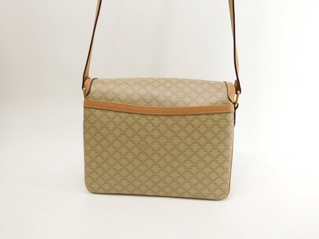 Celine Pochette Macadam Triomphe/Borsa a tracolla beige-marrone a tracolla @M15/2