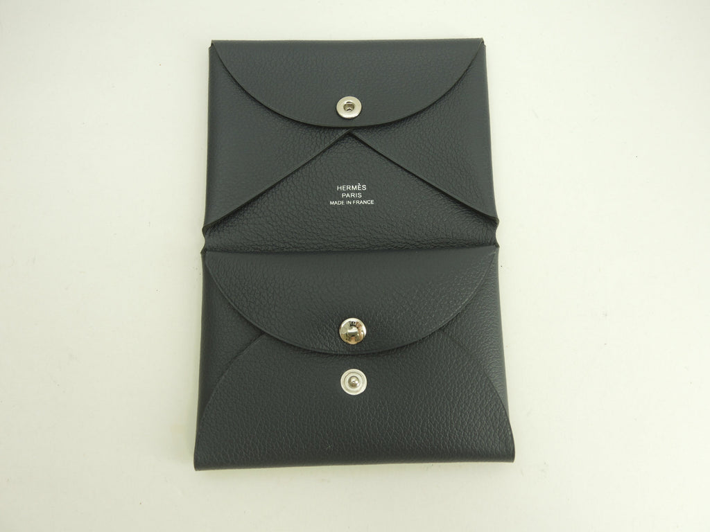 エルメス カルヴィデュオ ヴォーエヴァーカラー ブルーインディゴ コンパクトウォレット ミニサイフ 新品@B