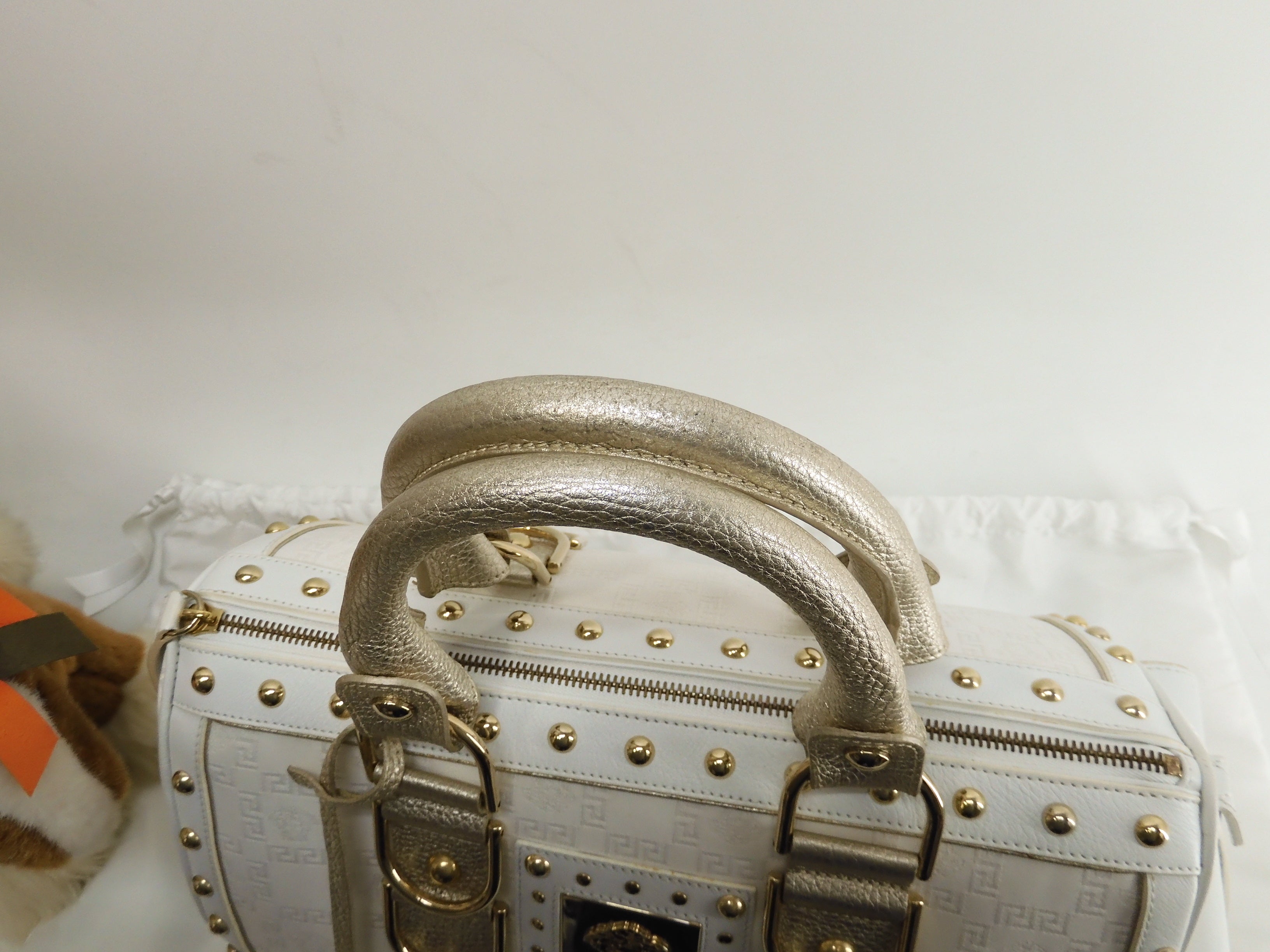 Borsa a mano Versace Medusa in pelle bianca Boston Speedy@ 4