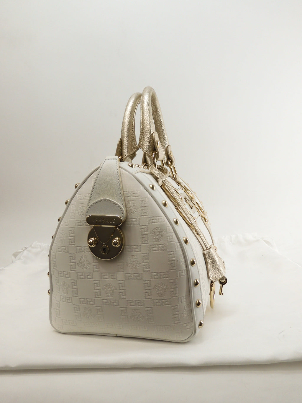 Borsa a mano Versace Medusa in pelle bianca Boston Speedy@ 4