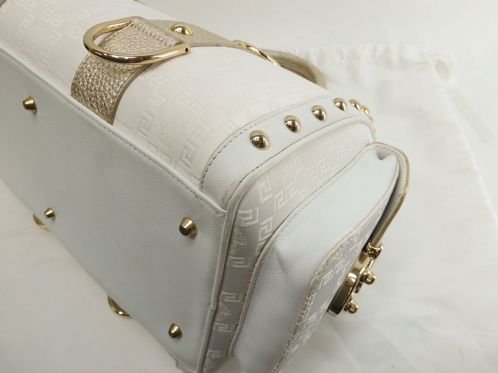 Borsa a mano Versace Medusa in pelle bianca Boston Speedy@ 4
