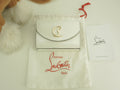 Christian Louboutin portafoglio mini a 3 ante Loubi54 pelle verniciata bianca portafoglio compatto inutilizzato @ 2