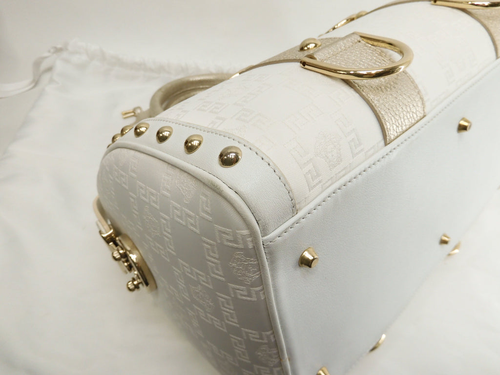 Borsa a mano Versace Medusa in pelle bianca Boston Speedy@ 4