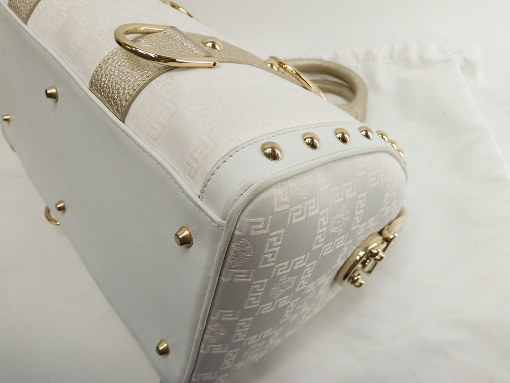 Borsa a mano Versace Medusa in pelle bianca Boston Speedy@ 4
