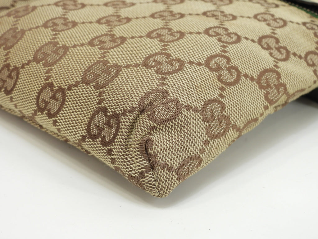 Gucci Marsupio GG Supreme cotone pelle marrone verde Borsa a tracolla Marsupio Ottime condizioni@ 12