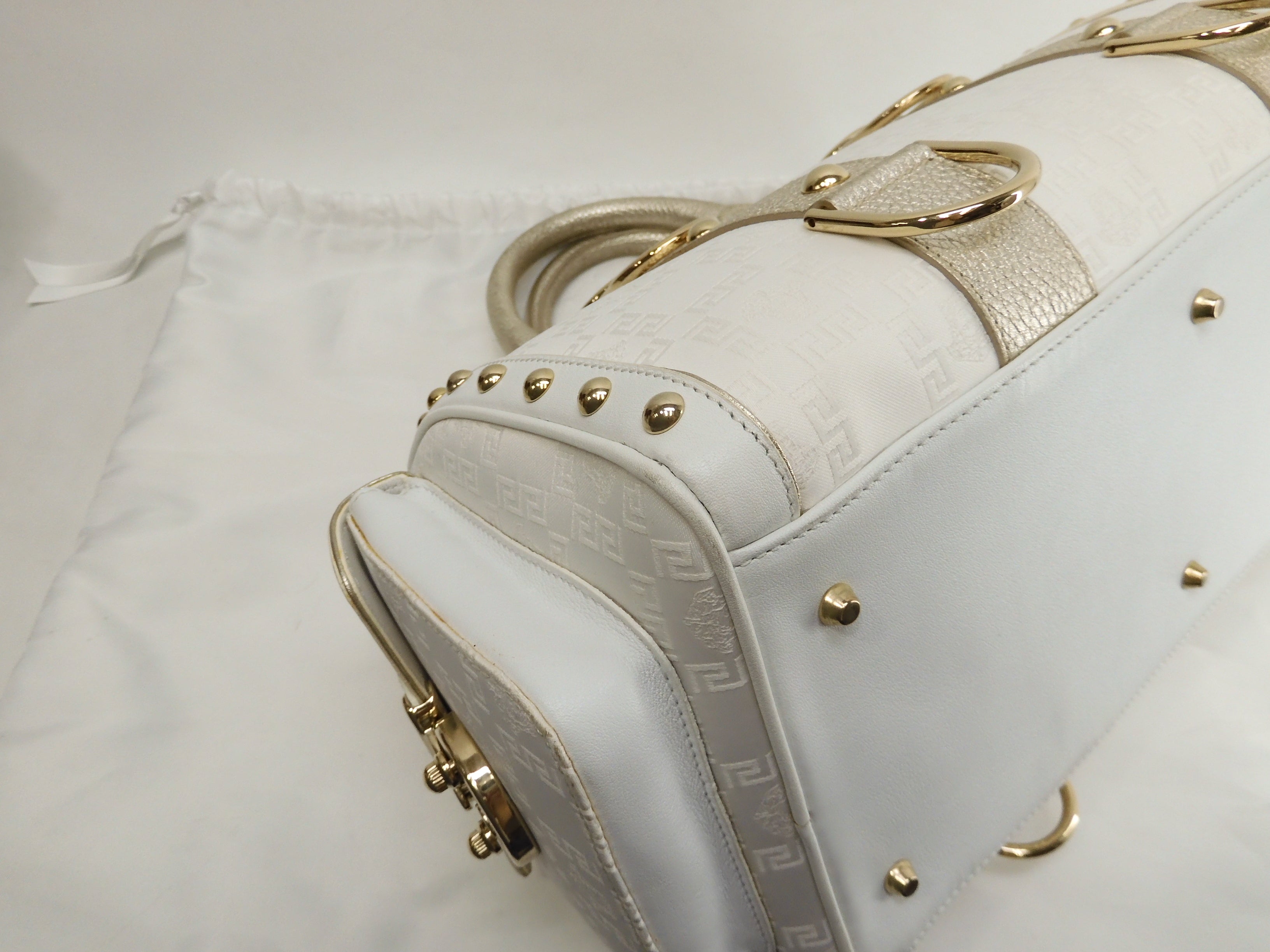 Borsa a mano Versace Medusa in pelle bianca Boston Speedy@ 4
