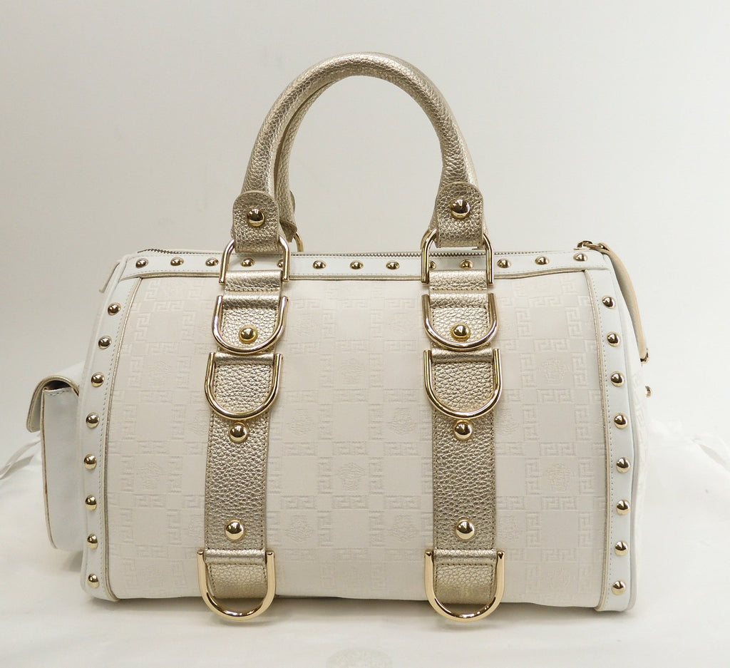 Borsa a mano Versace Medusa in pelle bianca Boston Speedy@ 4