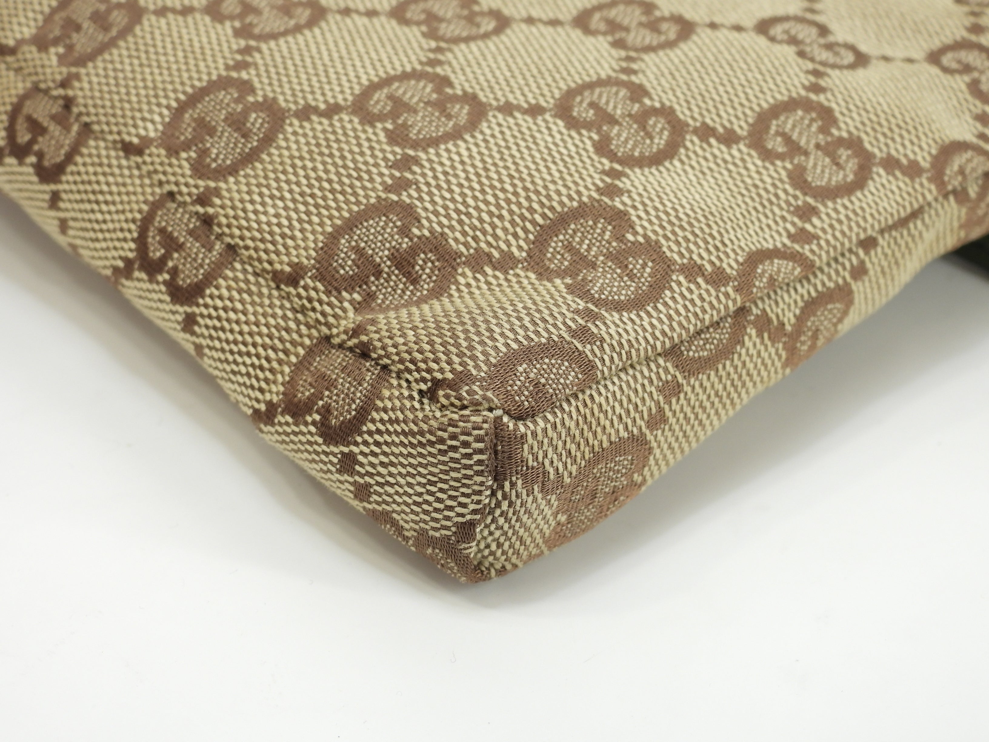 Gucci Marsupio GG Supreme cotone pelle marrone verde Borsa a tracolla Marsupio Ottime condizioni@ 12
