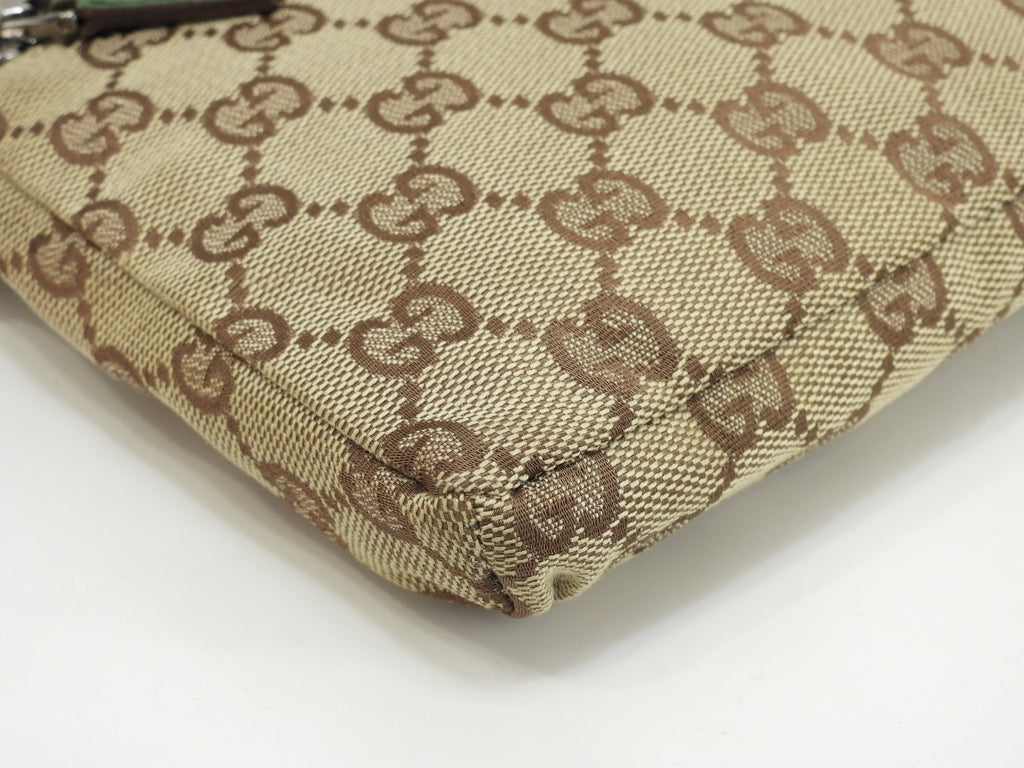 Gucci Marsupio GG Supreme cotone pelle marrone verde Borsa a tracolla Marsupio Ottime condizioni@ 12
