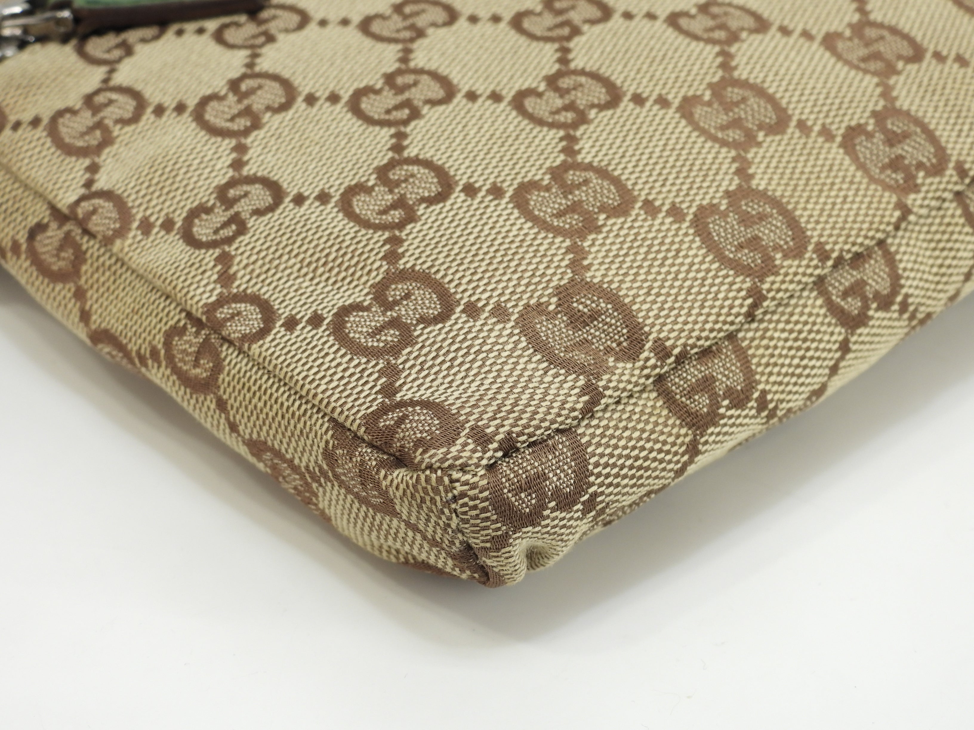 Gucci Marsupio GG Supreme cotone pelle marrone verde Borsa a tracolla Marsupio Ottime condizioni@ 12