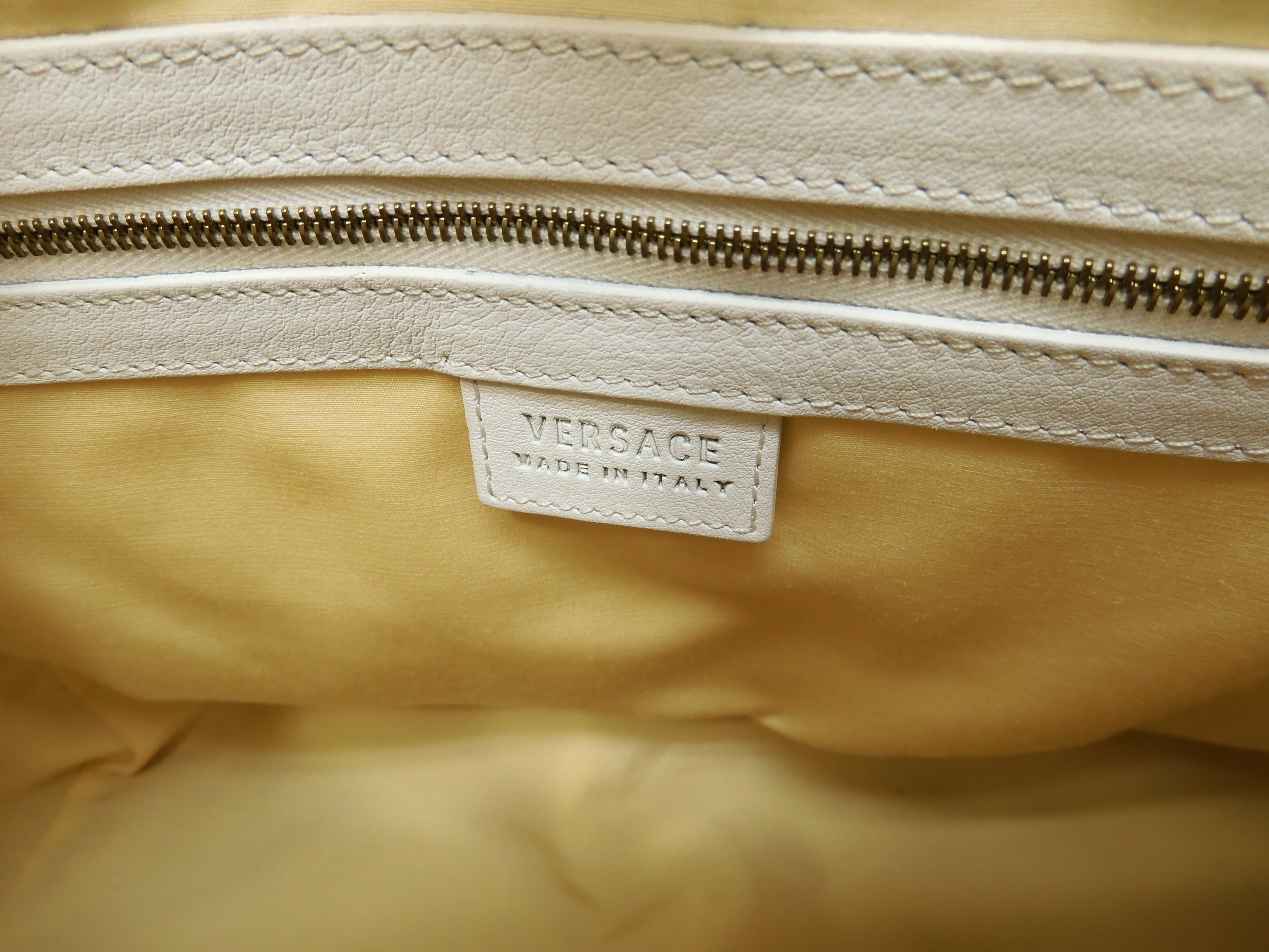 Borsa a mano Versace Medusa in pelle bianca Boston Speedy@ 4