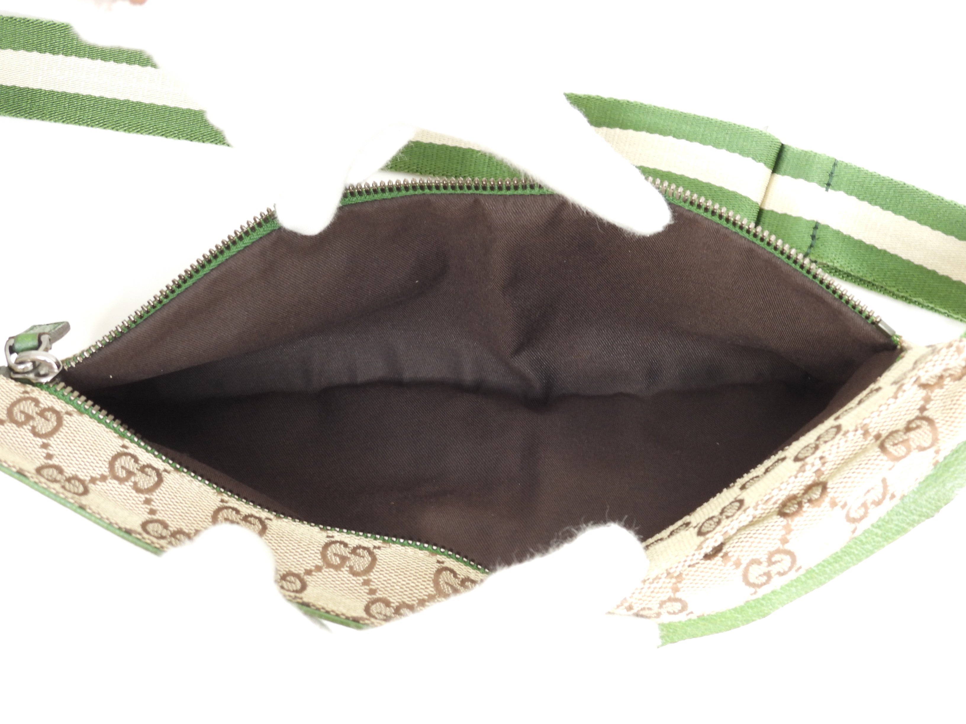 Gucci Marsupio GG Supreme cotone pelle marrone verde Borsa a tracolla Marsupio Ottime condizioni@ 12