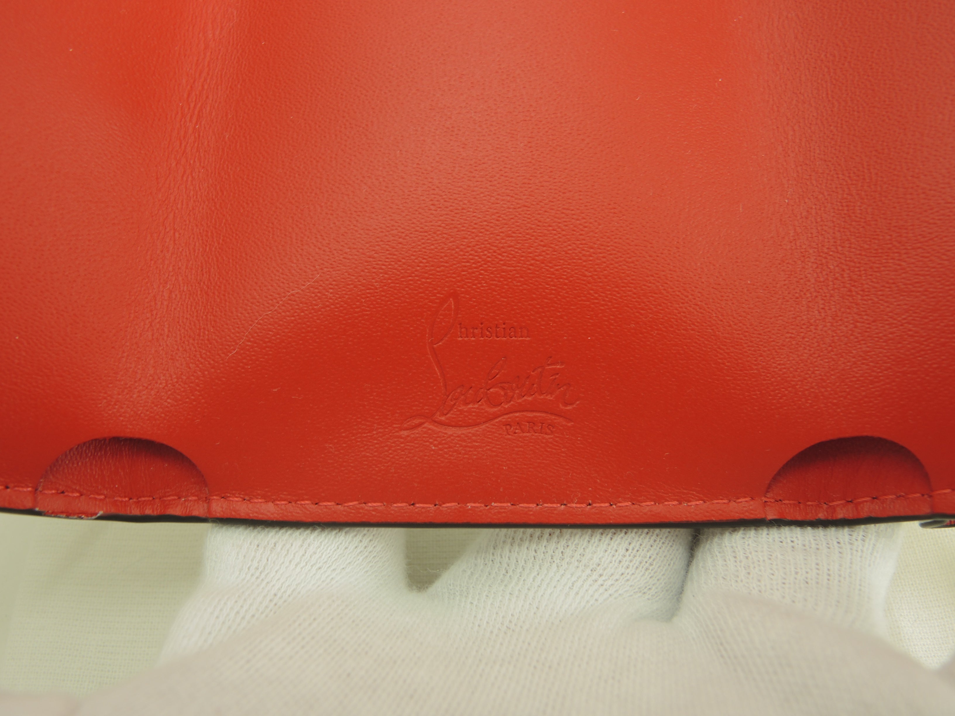 Christian Louboutin portafoglio mini a 3 ante Loubi54 pelle verniciata bianca portafoglio compatto inutilizzato @ 2