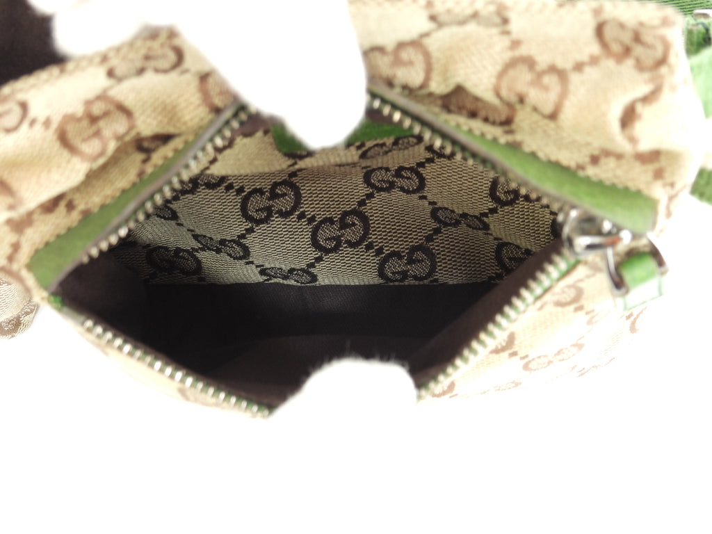 Gucci Marsupio GG Supreme cotone pelle marrone verde Borsa a tracolla Marsupio Ottime condizioni@ 12