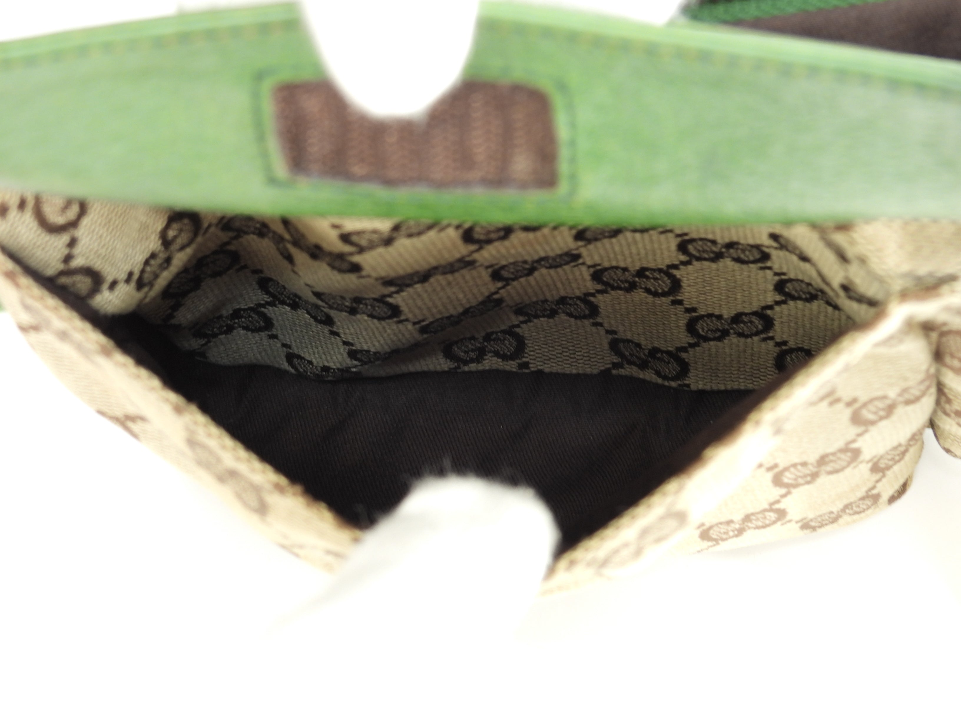 Gucci Marsupio GG Supreme cotone pelle marrone verde Borsa a tracolla Marsupio Ottime condizioni@ 12