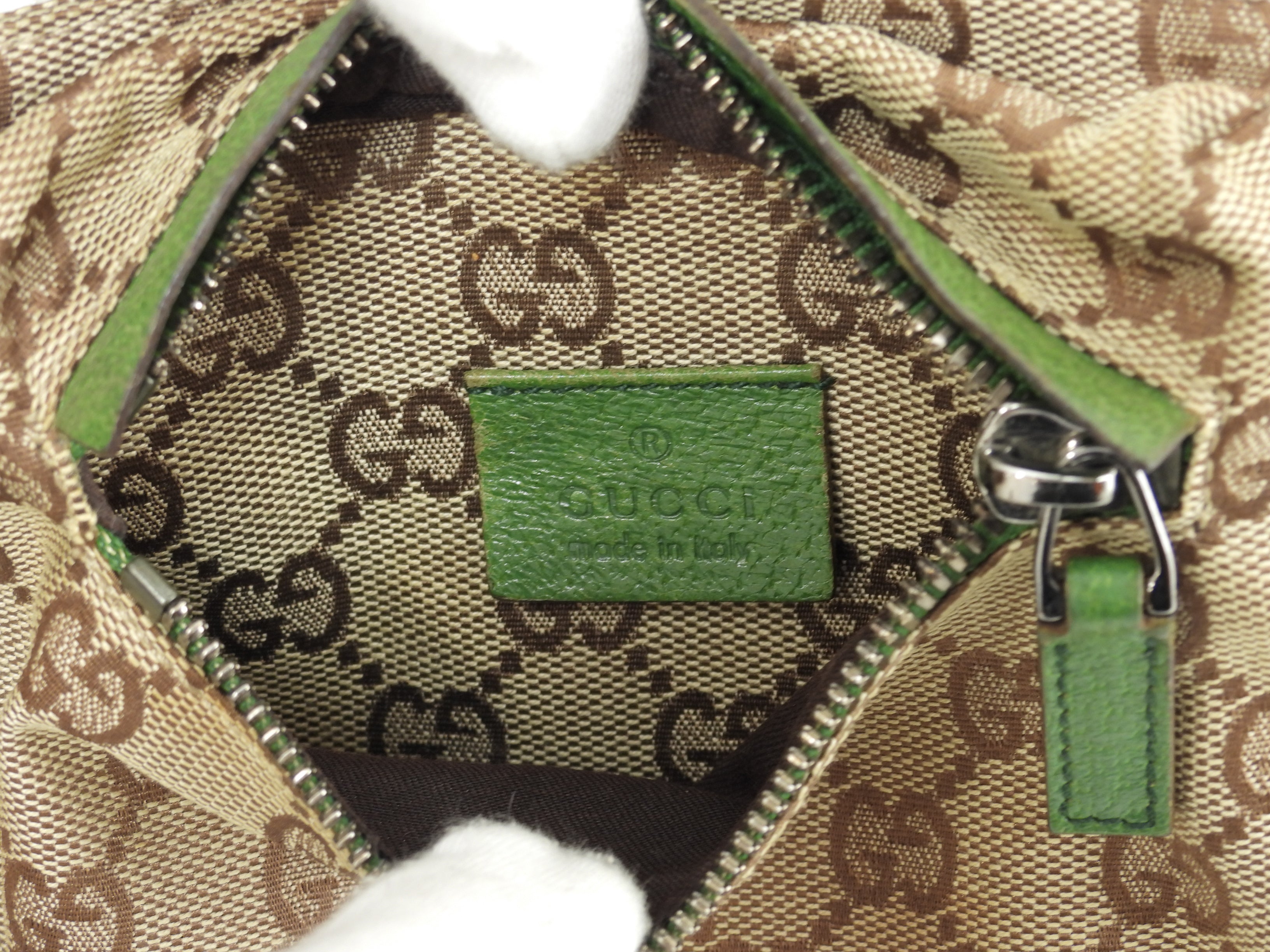 Gucci Marsupio GG Supreme cotone pelle marrone verde Borsa a tracolla Marsupio Ottime condizioni@ 12