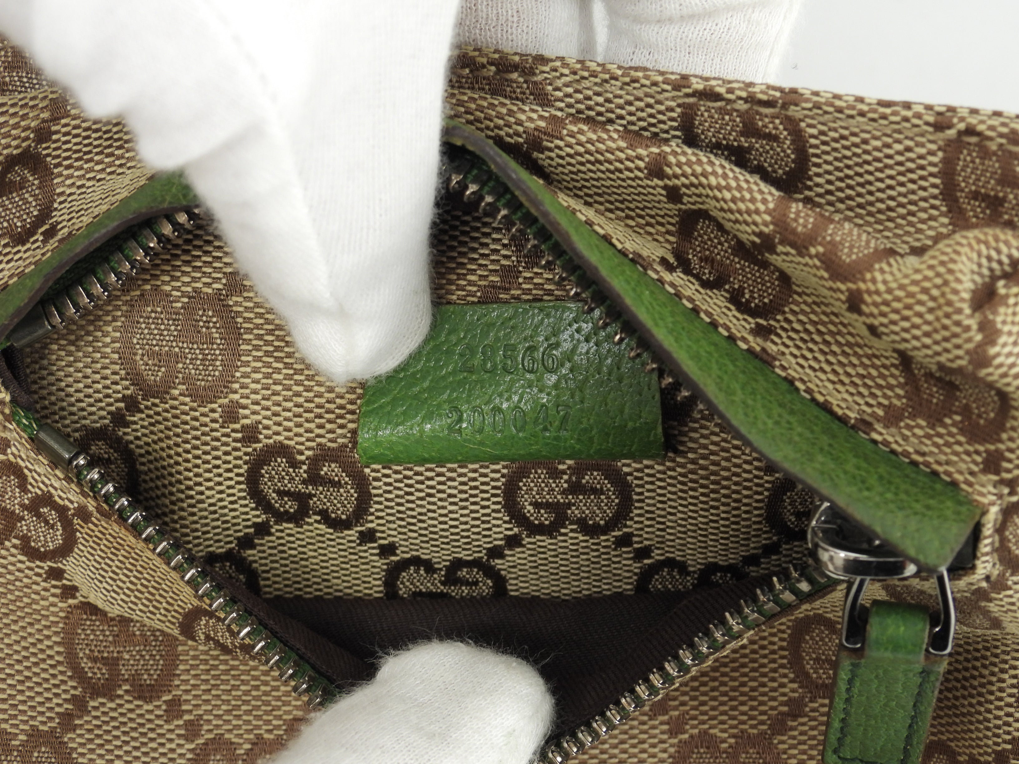 Gucci Marsupio GG Supreme cotone pelle marrone verde Borsa a tracolla Marsupio Ottime condizioni@ 12
