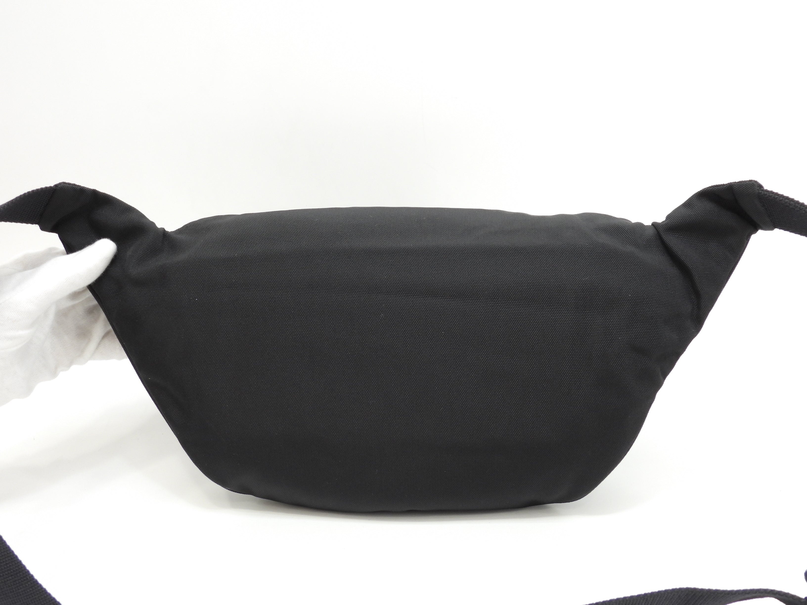 Balenciaga Marsupio Explorer Nylon nero con logo bianco @ 6