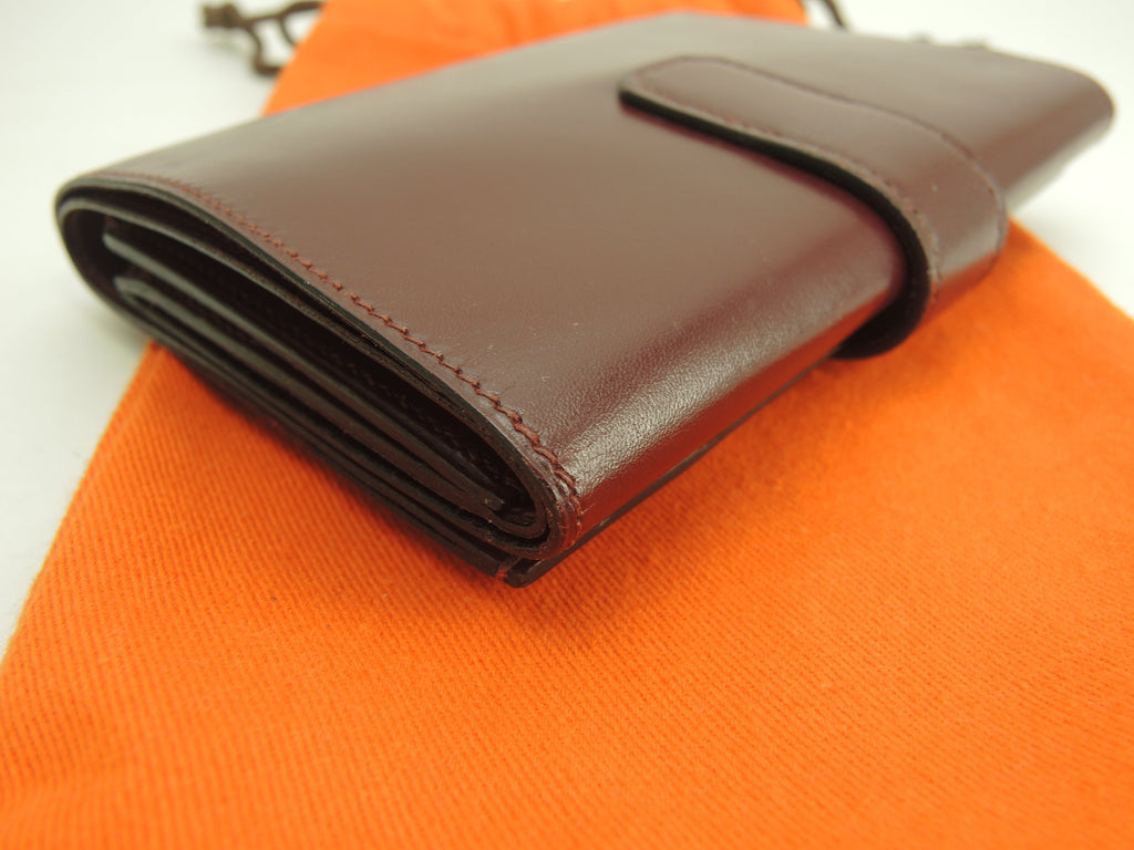 Hermès portafoglio a 3 ante in Boxcalf bordeaux, portafoglio compatto, vintage@ 2