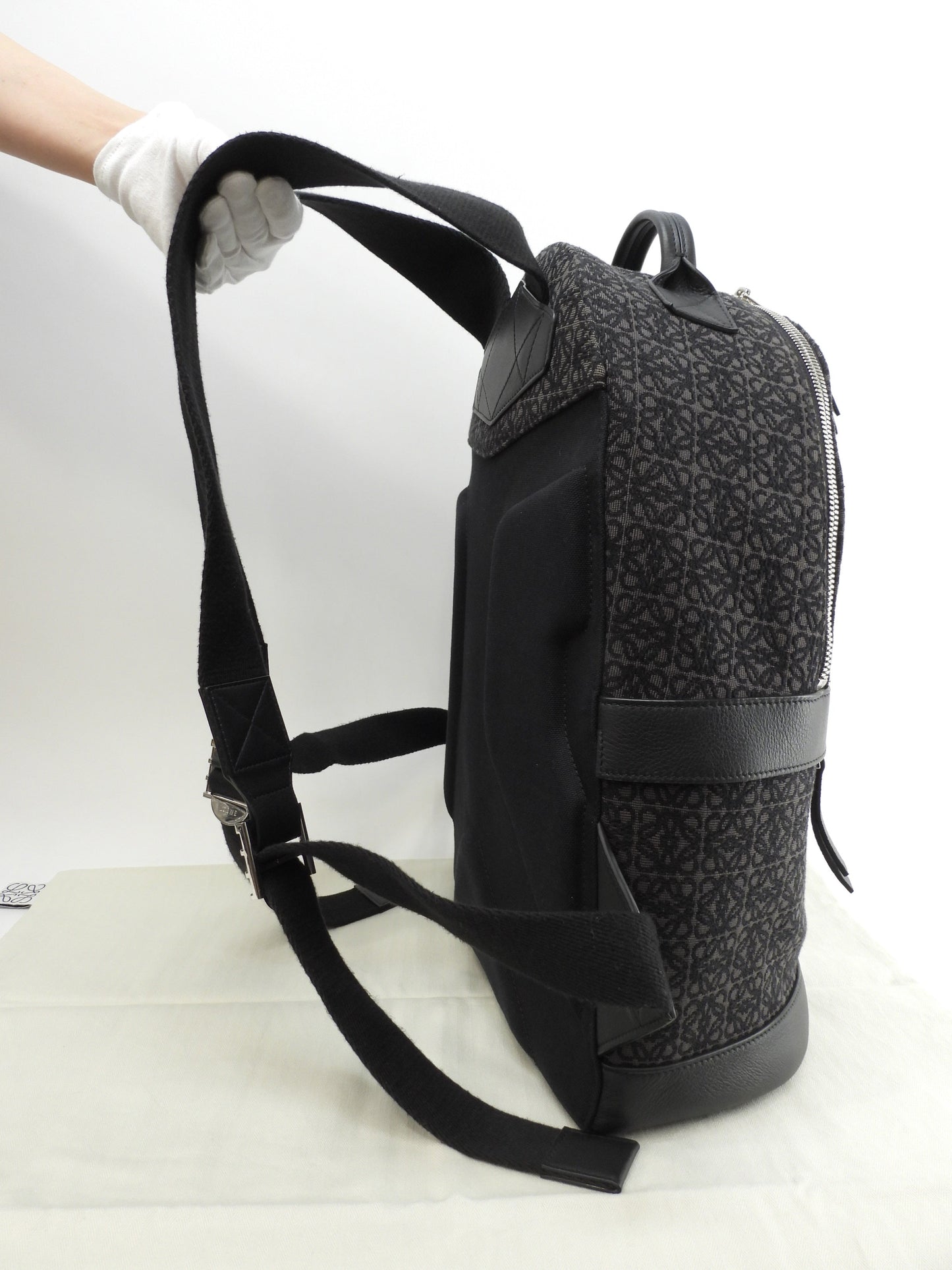 LOEWE Zaino Anagram Jacquard Nero Grigio ZAINO UOMO Ottime Condizioni@822138