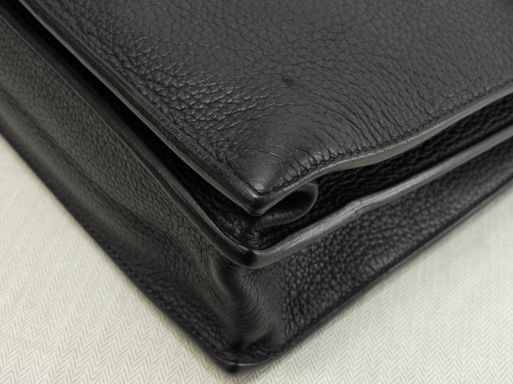 エルメス サックアデペッシュ41 フィヨルド黒 シルバー金具 メンズ書類かばん 美品@ 2